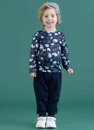 Soft Bonni - Blusa Estampada Marinho Jeeps - SOFT BONNI