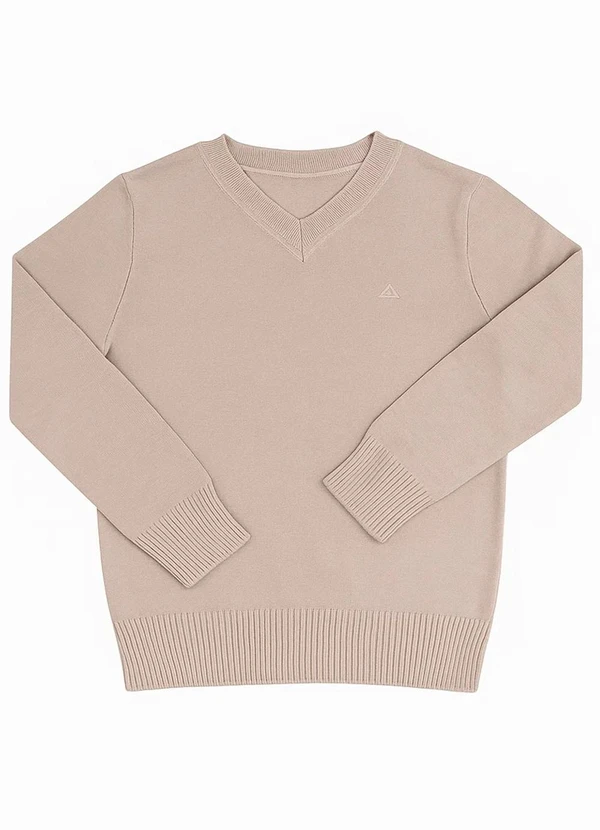 Doce Tom - Blusa,Suéter Gola V em Tricô Bege 6