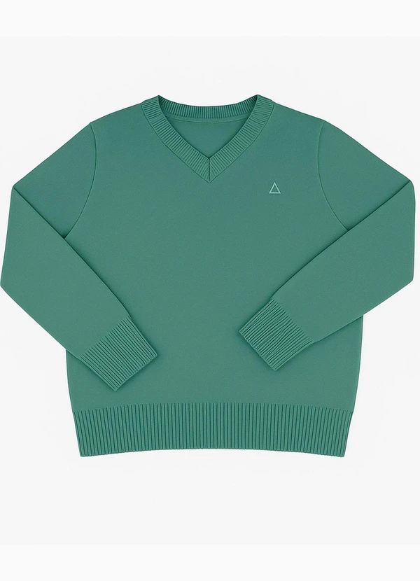 Doce Tom - Blusa,Suéter Gola V em Tricô Verde 4
