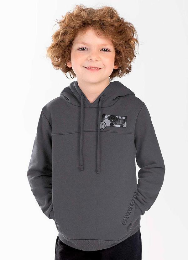 Cativa Kids - Blusão com Capuz Masculino Infantil Cinza