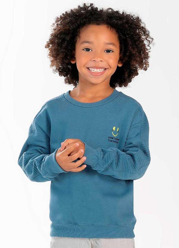 Cativa Kids - Blusão Masculina Infantil Estampada Azul