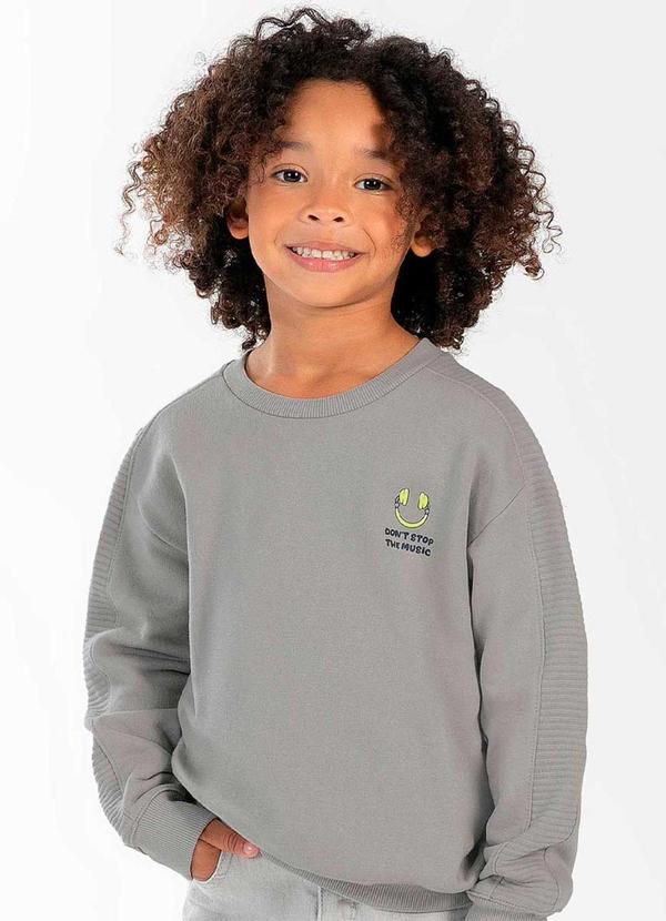 Cativa Kids - Blusão Masculina Infantil Estampada Cinza