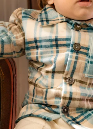 Outlet - Camisa em Microsoft Estampado Azul - OUTLET