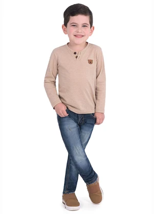 Ddk - Camisa Infantil Manga Longa Bordado Bege - DDK