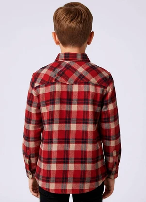 Torra - Camisa Infantil Xadrez Manga Longa Vermelha - TORRA