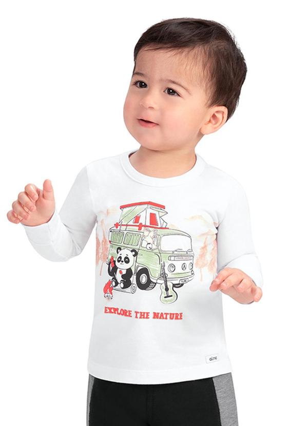 Alenice - Camiseta Aventura Menino Branco