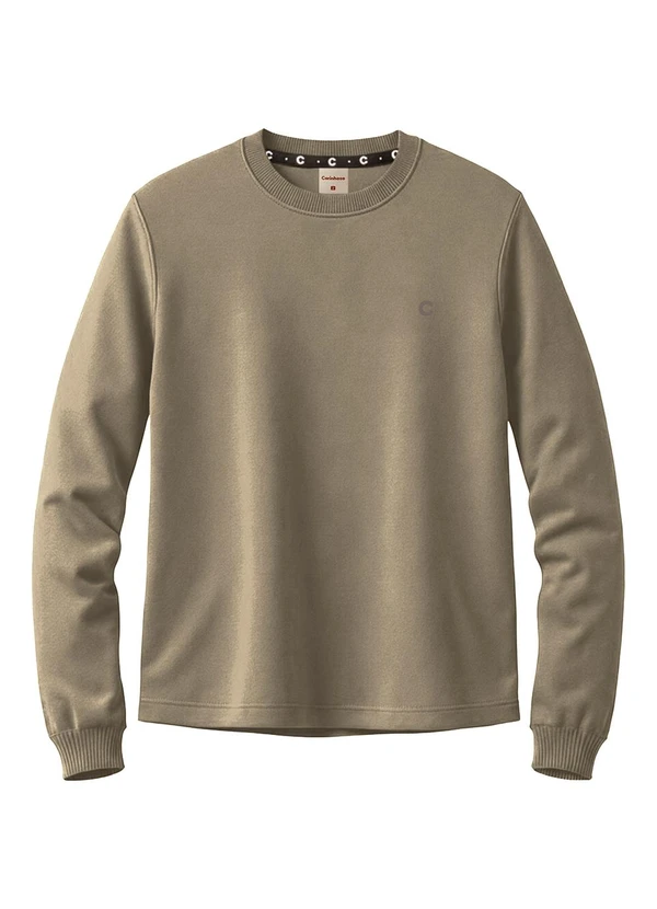 Carinhoso - Camiseta Básica Bordada em Malha Bege