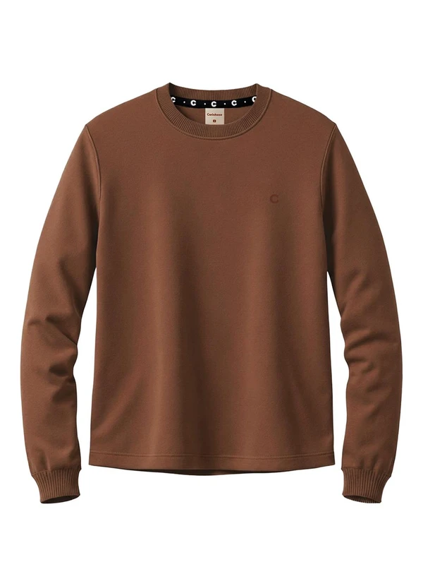 Carinhoso - Camiseta Básica Bordada em Malha Marrom