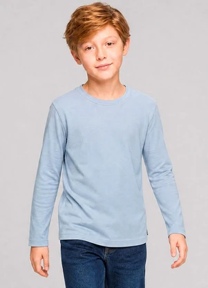 Marlan - Camiseta Básica Manga Longa Azul - MARLAN
