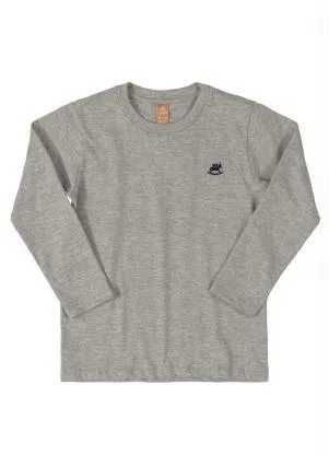 Up Baby - Camiseta Básica Manga Longa Cinza - UP BABY