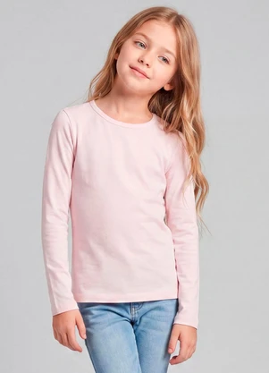 Marlan - Camiseta Básica Manga Longa Rosa - MARLAN