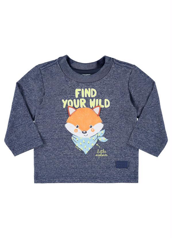 Quimby - Camiseta Bebê Manga Longa Botonê Azul 3