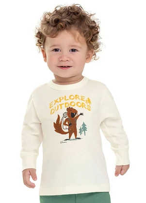 Elian - Camiseta Bebê Menino Estampa Animais Bege - ELIAN