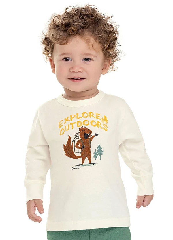 Elian - Camiseta Bebê Menino Estampa Animais Bege