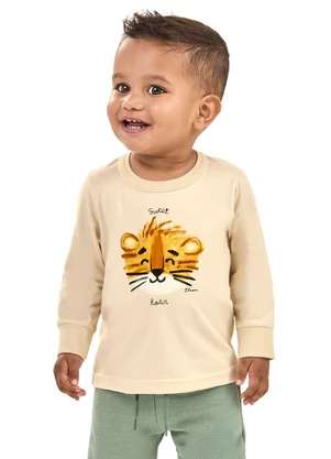 Elian - Camiseta Bebê Menino Manga Longa Safári Bege - ELIAN