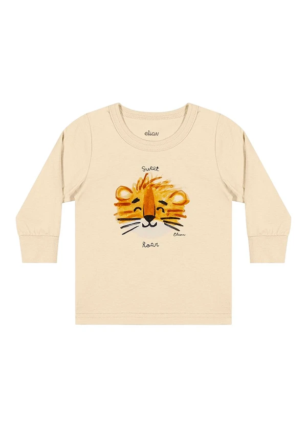 Elian - Camiseta Bebê Menino Manga Longa Safári Bege 3
