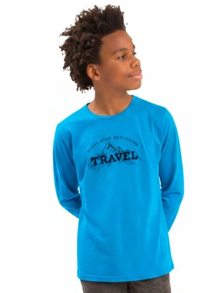 Ddk - Camiseta Bordada Travel Azul - DDK