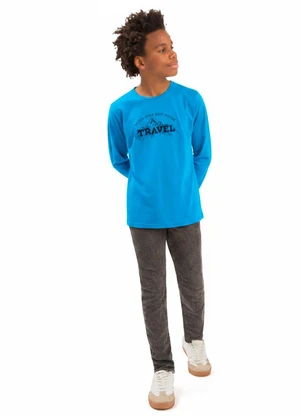 Ddk - Camiseta Bordada Travel Azul - DDK