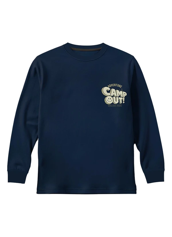 Malwee Kids - Camiseta Camp Out em Malha Azul Marinho