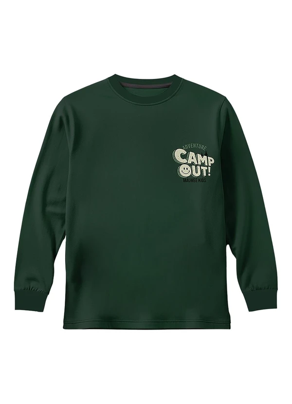 Malwee Kids - Camiseta Camp Out em Malha Verde Escuro