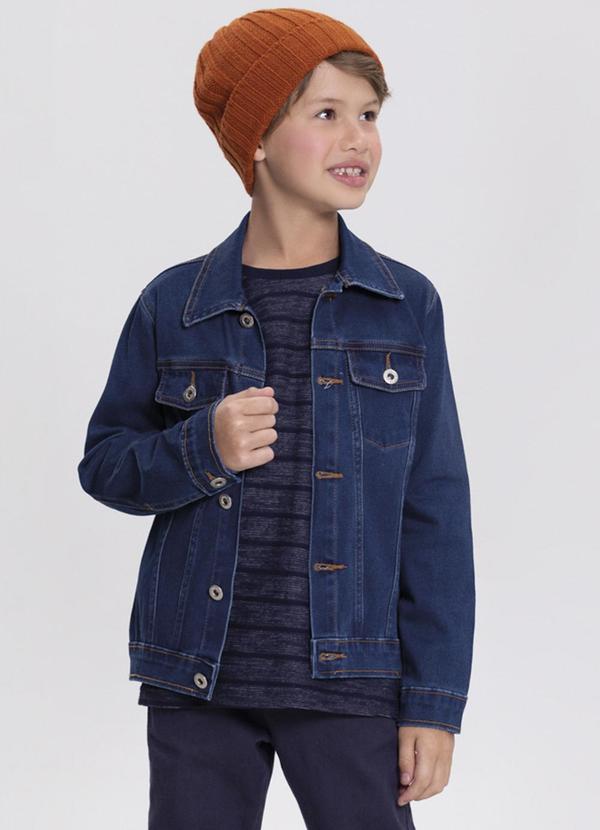 Alakazoo - Camiseta com Bordado em Malha Listrada Azul 1