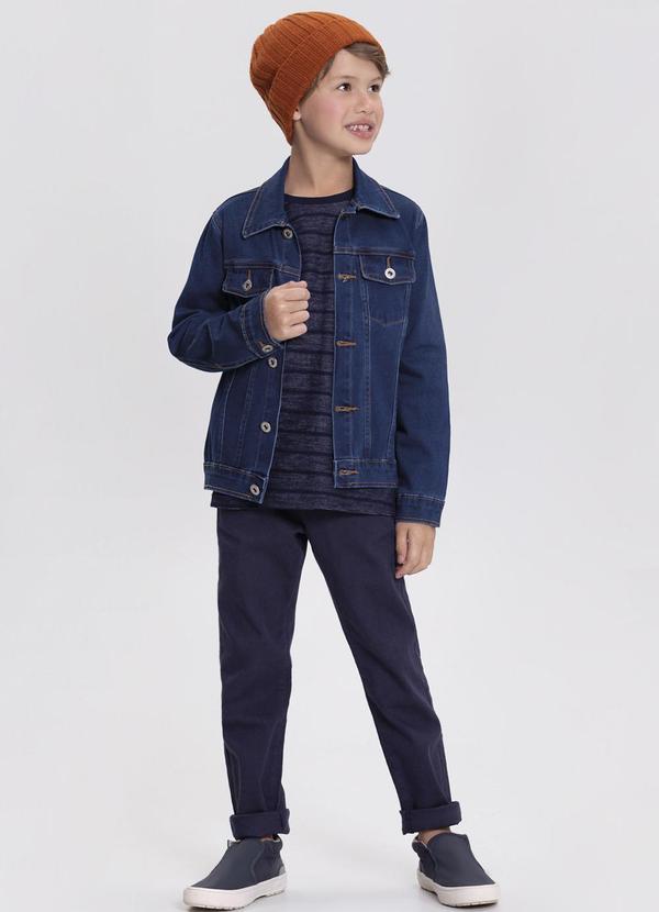 Alakazoo - Camiseta com Bordado em Malha Listrada Azul 2