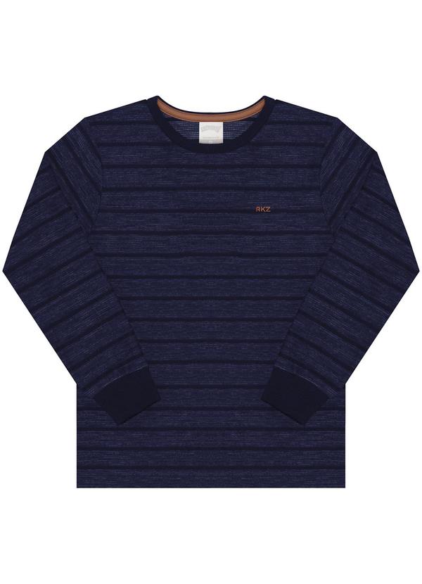 Alakazoo - Camiseta com Bordado em Malha Listrada Azul 3