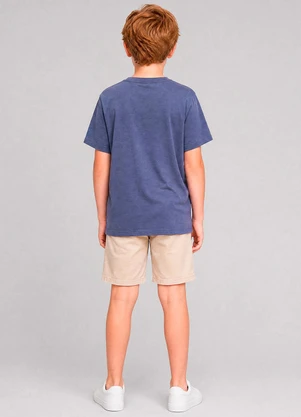Marlan - Camiseta com Botões e Aplicação Frontal Azul - MARLAN