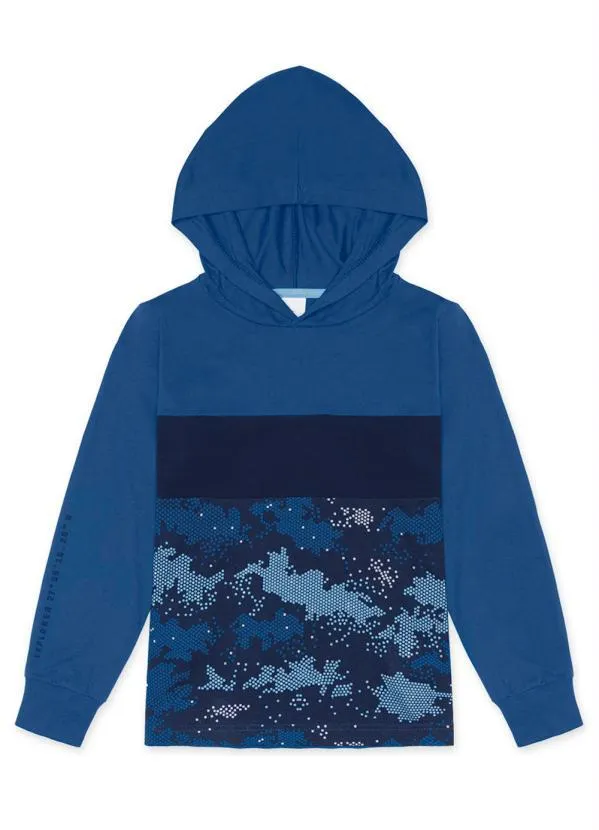 Marisol - Camiseta com Capuz Infantil Masculina Azul 1