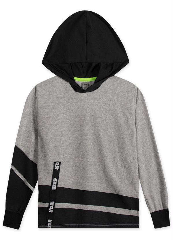 Tigor T Tigre - Camiseta com Capuz Menino Infantil Cinza