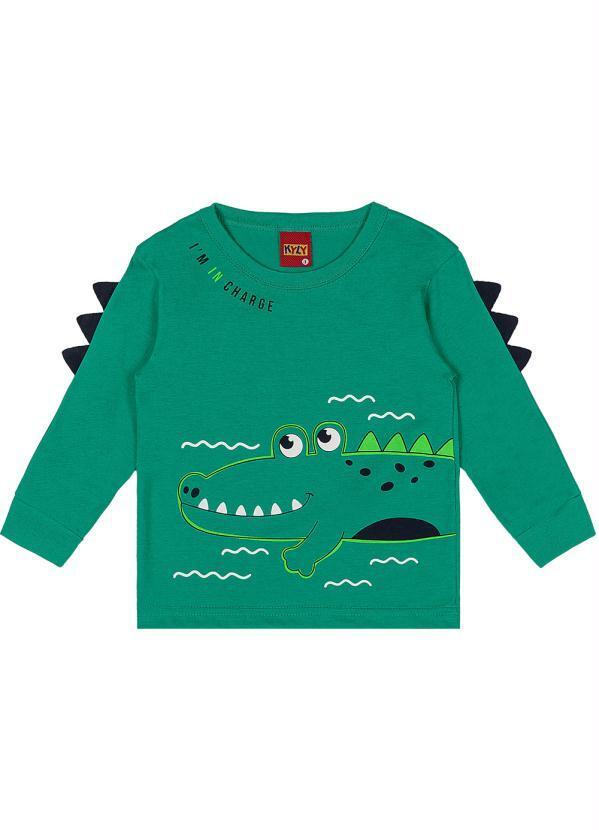 Kyly - Camiseta com Estampa de Jacaré Menino Verde