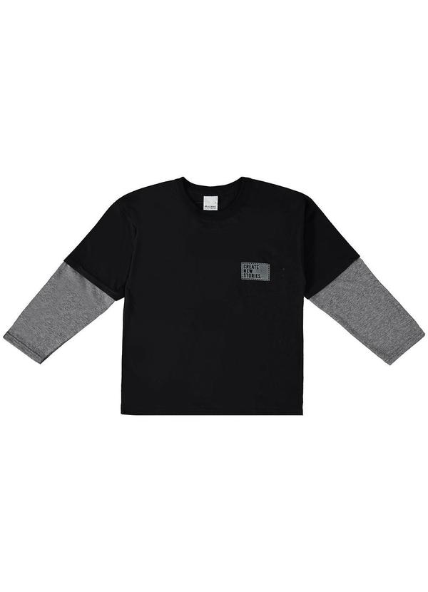 Malwee Kids - Camiseta Create New Stories Menino Preto