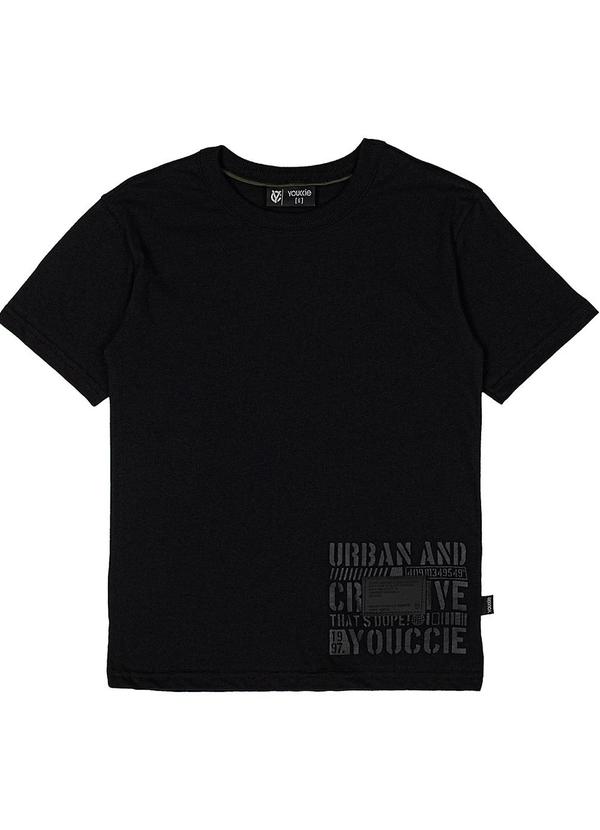 Youccie - Camiseta de Manga Curta Estampada Preta