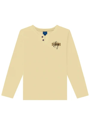 Ddk - Camiseta de Manga Longa com Bordado Marrom - DDK