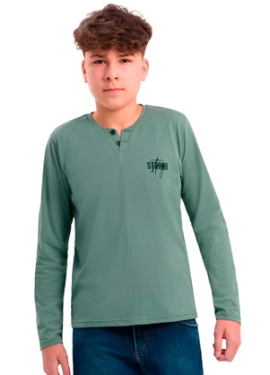 Ddk - Camiseta de Manga Longa com Bordado Verde - DDK