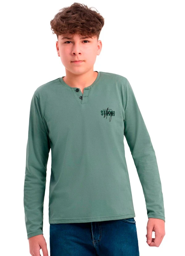 Ddk - Camiseta de Manga Longa com Bordado Verde