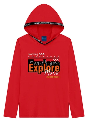 Ddk - Camiseta de Manga Longa com Capuz Vermelho - DDK