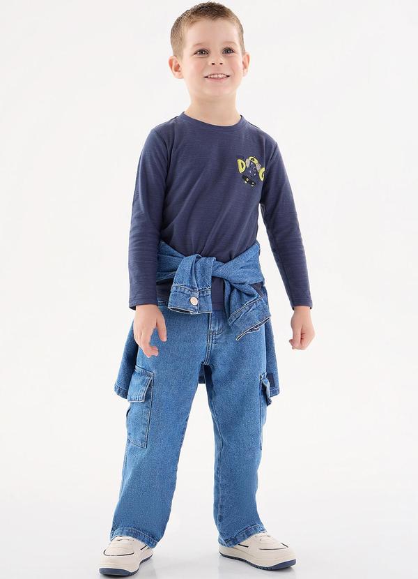 Up Baby - Camiseta de Manga Longa para Menino Azul 3