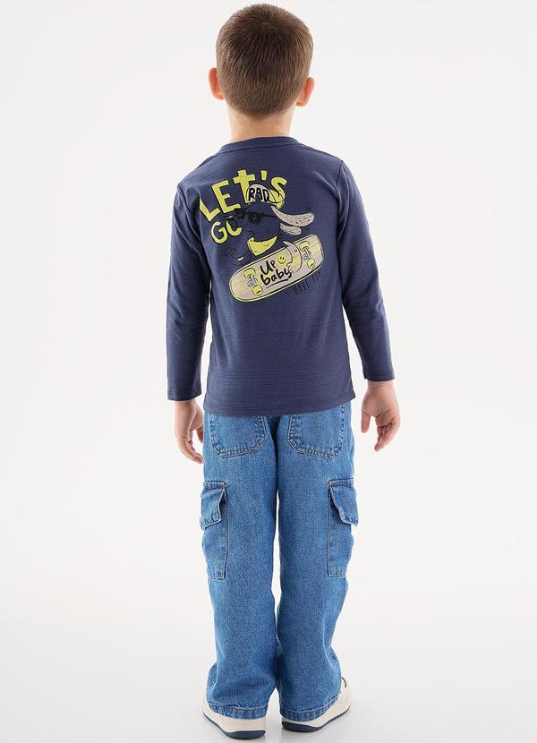 Up Baby - Camiseta de Manga Longa para Menino Azul 4