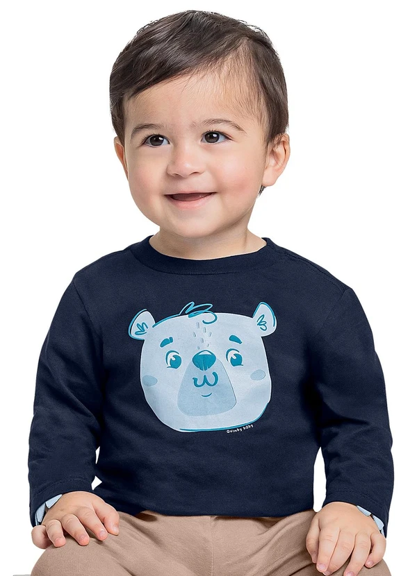 Quimby - Camiseta de Ursinho Bebê Azul