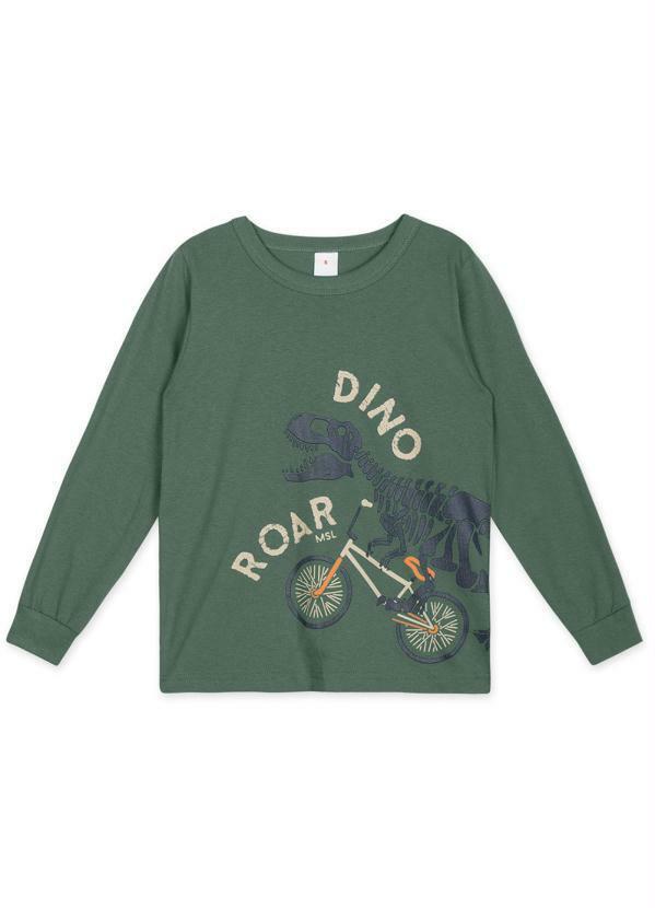 Marisol Play - Camiseta Dinossauro Infantil Masculina Verde
