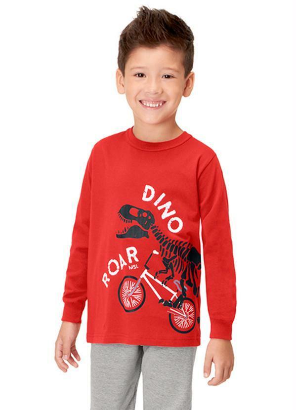 Marisol Play - Camiseta Dinossauro Infantil Masculina Vermelho