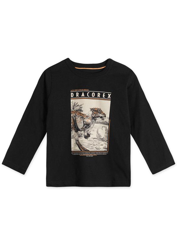 Marisol - Camiseta Dinossauro Menino Preto