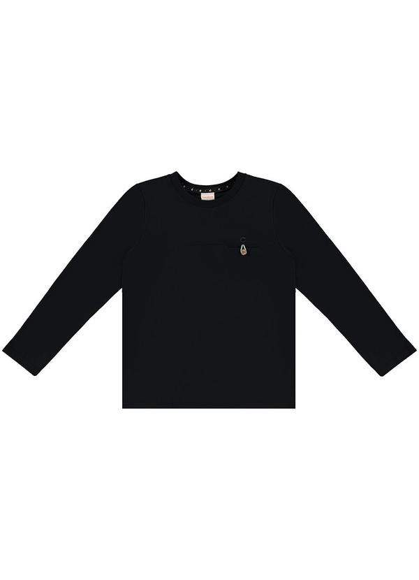 Carinhoso - Camiseta em Malha com Bolso Preto