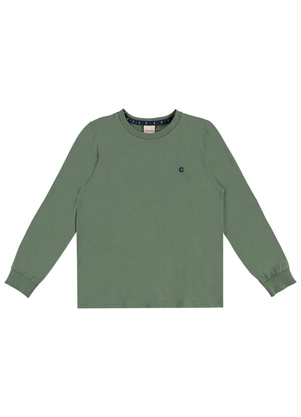 Carinhoso - Camiseta em Malha com Bordado Verde