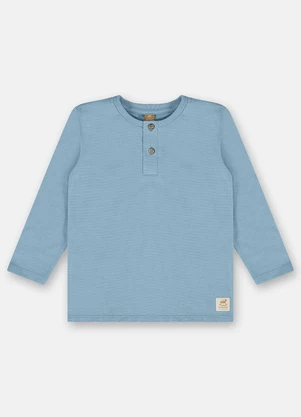 Up Baby - Camiseta em Malha Flamê Linho Azul - UP BABY