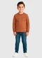 Carinhoso - Camiseta em Malha Listrada Cáqui - variação: Laranja
