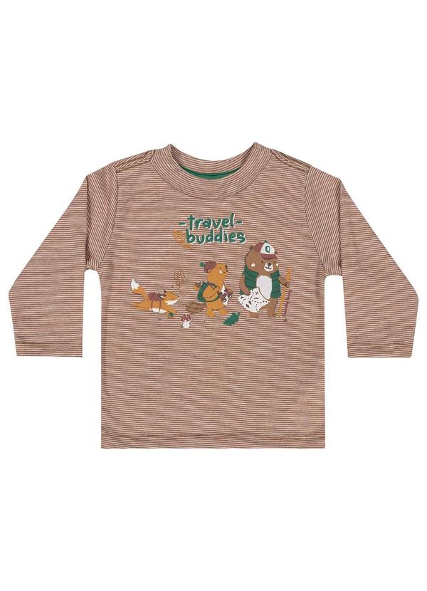 Quimby - Camiseta em Meia Malha Bebê Menino Marrom