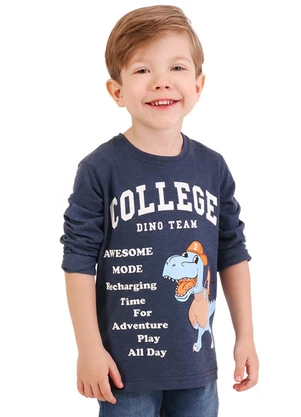 Tink Bink - Camiseta em Meia Malha Maga Longa Azul - TINK BINK