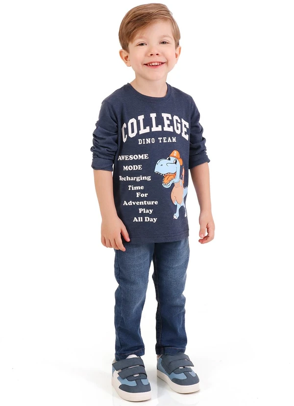 Tink Bink - Camiseta em Meia Malha Maga Longa Azul 2